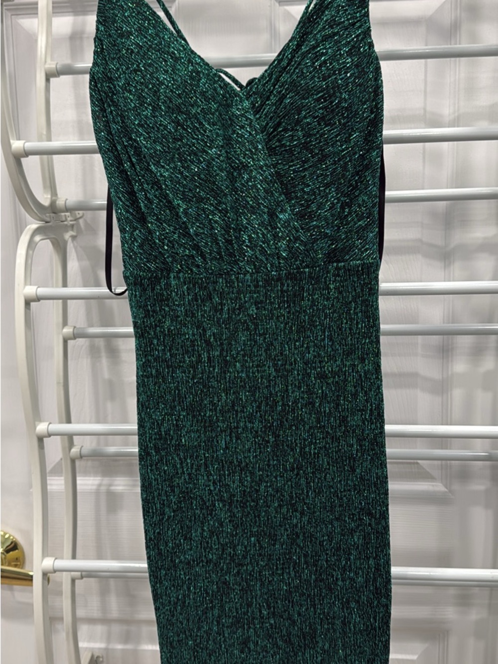Emerald Sparkle V-Neck Slip Dress